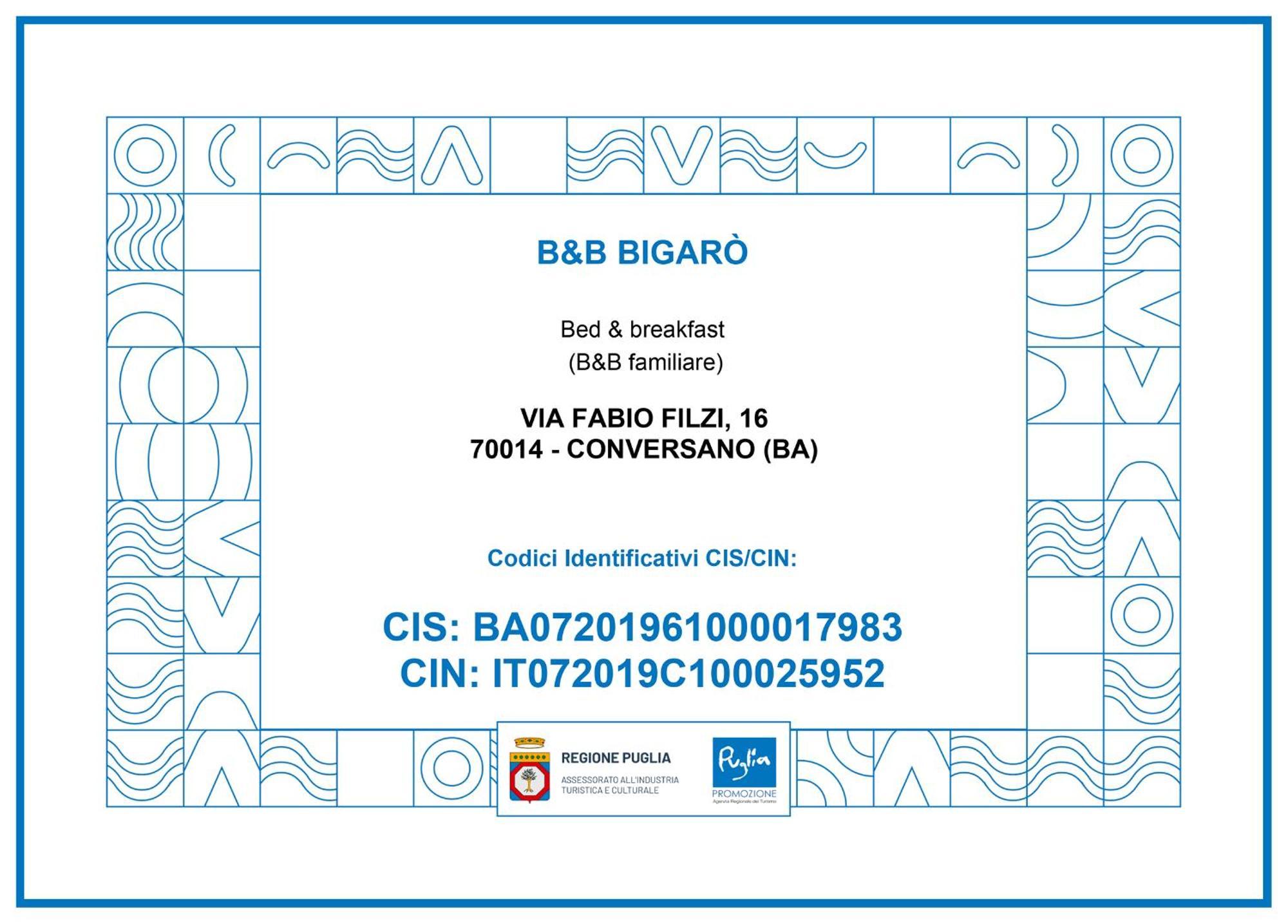 Bigaro Bed & Breakfast Conversano Exterior photo